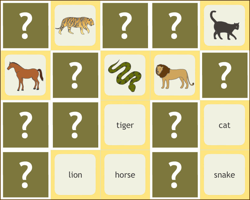 İngilizce Hayvanlar Hafıza Oyunu